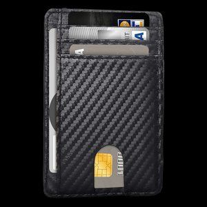 Sleek Black Carbon Fiber Card Holder